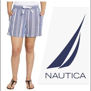 NWT! Nautica Womens Linen Blend Pull-On Easy to Wear Versatile Shorts